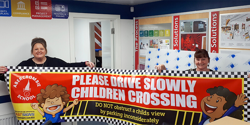 Please Drive Slowly Children Crossing banner
